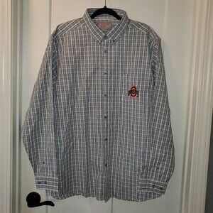Varsity OSU Ohio State Buckeyes Long Sleeve Dress Shirt Shirt Men’s Large Plaid